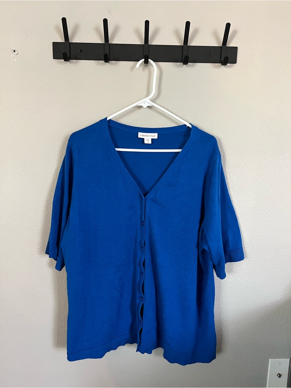 Coldwater Creek Vibrant Blue Button-Front V-Neck Top